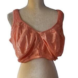 Comfort Choice Women's Orange Peach Lace Accents Plus Size Bra Size 54C
